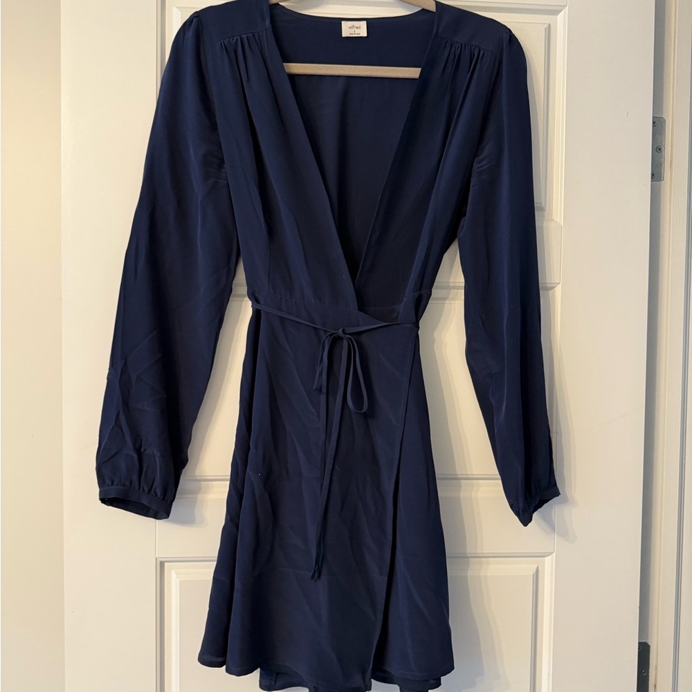 Wilfred Blue Long Sleeve Wrap Sundress